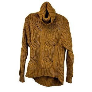 Allison Joy Turtleneck Loose Knit Long Sleeve Sweater Brown Size XS
